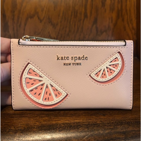NWT-Kate Spade-SET-Tini Grapefruit Embellished Wallet &Grapefruit CoinPurse-$226 - Picture 3 of 14